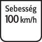 Közlekedési tábla mutatja a 'Sebességkorlátozás 100 km/h'.