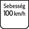 Közlekedési tábla mutatja a 'Sebességkorlátozás 100 km/h'.