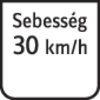 A közlekedési tábla '30 km/h' sebességet jelez, ami 30 kilométer per órás sebességkorlátozásra utal.