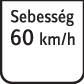 60 km/h sebességkorlátozás téglalap alakú közlekedési táblán.