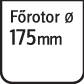 Fehér háttér a "Főrotor ø 175 mm" felirattal.
