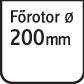 200 mm-es főrotor négyzetes keretben.