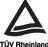 TÜV Rheinland logó egy háromszög alakú szimbólummal és alatta a 'TÜV Rheinland' felirattal.
