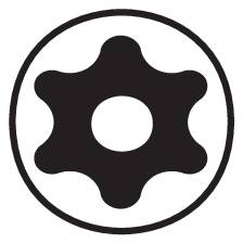 Fekete-fehér grafika egy fogaskerékről egy körben. Beállításokat vagy mechanikai folyamatokat szimbolizál.