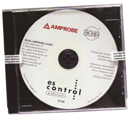 Una custodia per CD con la scritta 'es control profession Bundle', contiene software di AMPROBE e BEHA per il monitoraggio energetico.