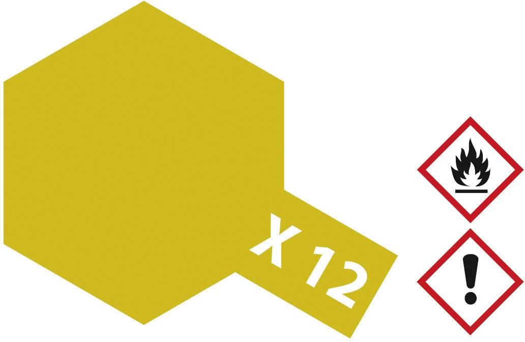 Simbolo giallo esagonale con la scritta 'X 12'. Accanto due simboli di pericolo: fiamma e punto esclamativo, avvertenza di infiammabilità e attenzione.