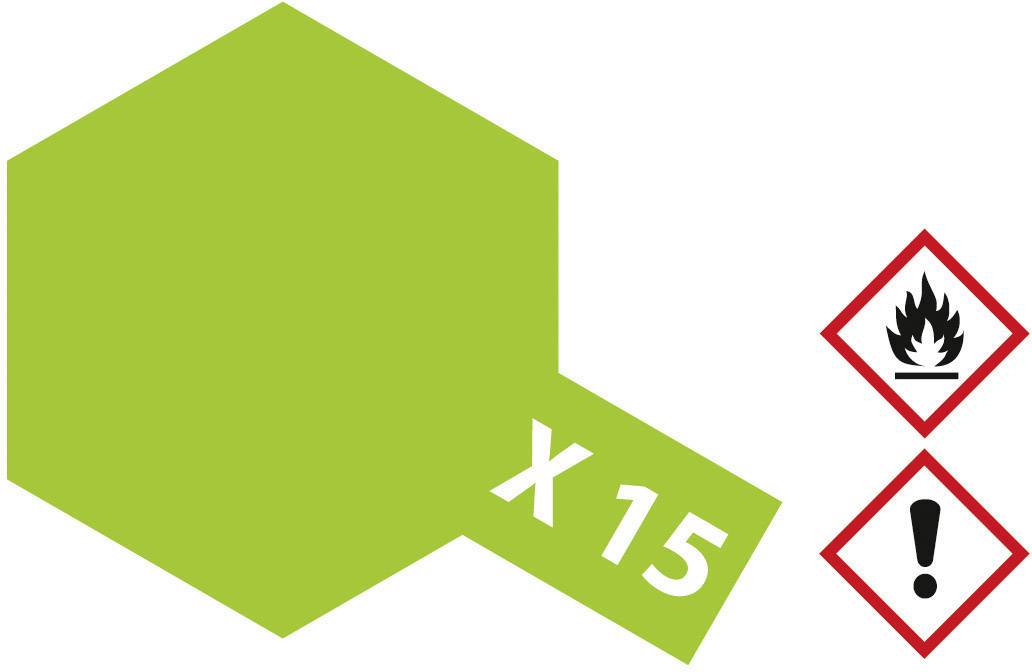 Esagono verde con 'X 15'; accanto due simboli di pericolo: fiamma e punto esclamativo.