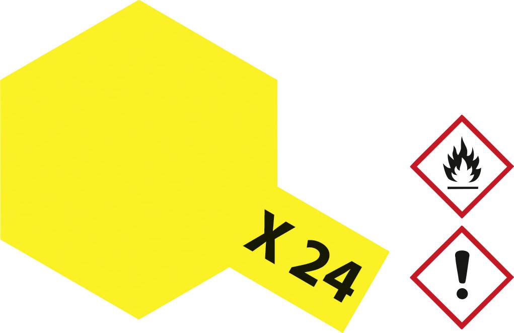 Esagono giallo con la scritta 'X 24', accanto a due simboli di pericolo: fiamma e punto esclamativo.