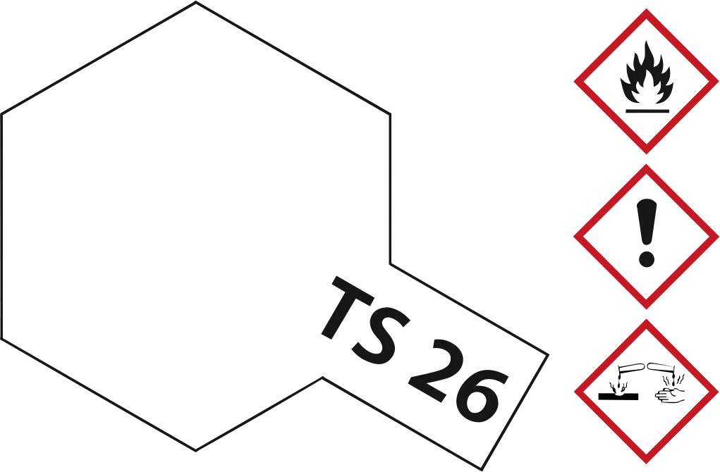 Simbolo chimico di pericolo con tre pittogrammi: Fiamma, Punto esclamativo, Corrosione. Il testo 'TS 26' indica il pericolo di ustione e gli effetti irritanti.