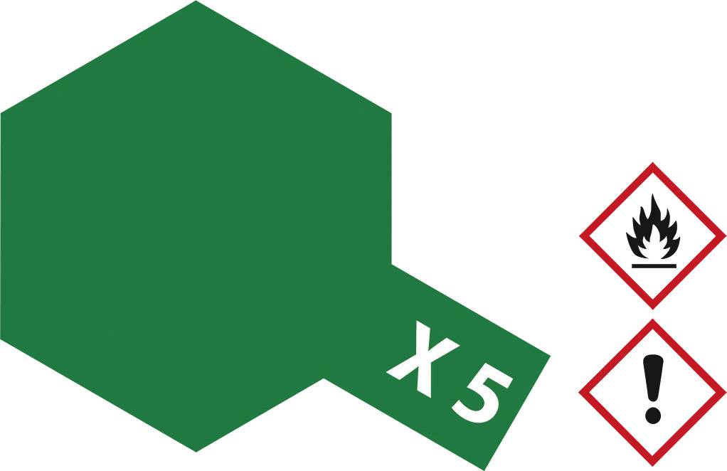 Simbolo esagonale verde con la scritta 'X5'. Accanto sono presenti due segnali di sicurezza: uno per materiale infiammabile e uno per la cautela.