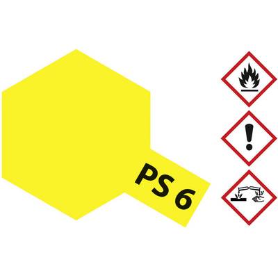 Simbolo 'PS 6' su sfondo giallo, accanto a tre simboli di pericolo: fiamma, punto esclamativo, sostanze corrosive.