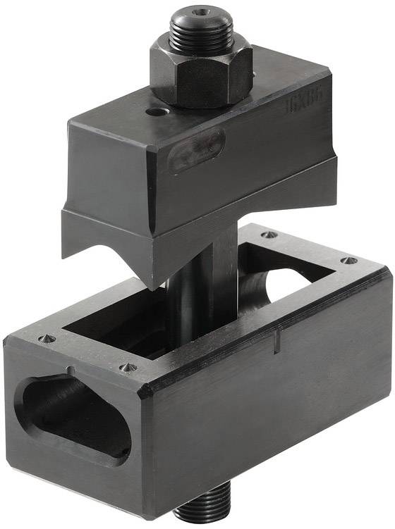 Dispositivo di precisione metallico con viti, presumibilmente parte di un assemblaggio meccanico o di un supporto, che mostra un'applicazione industriale.