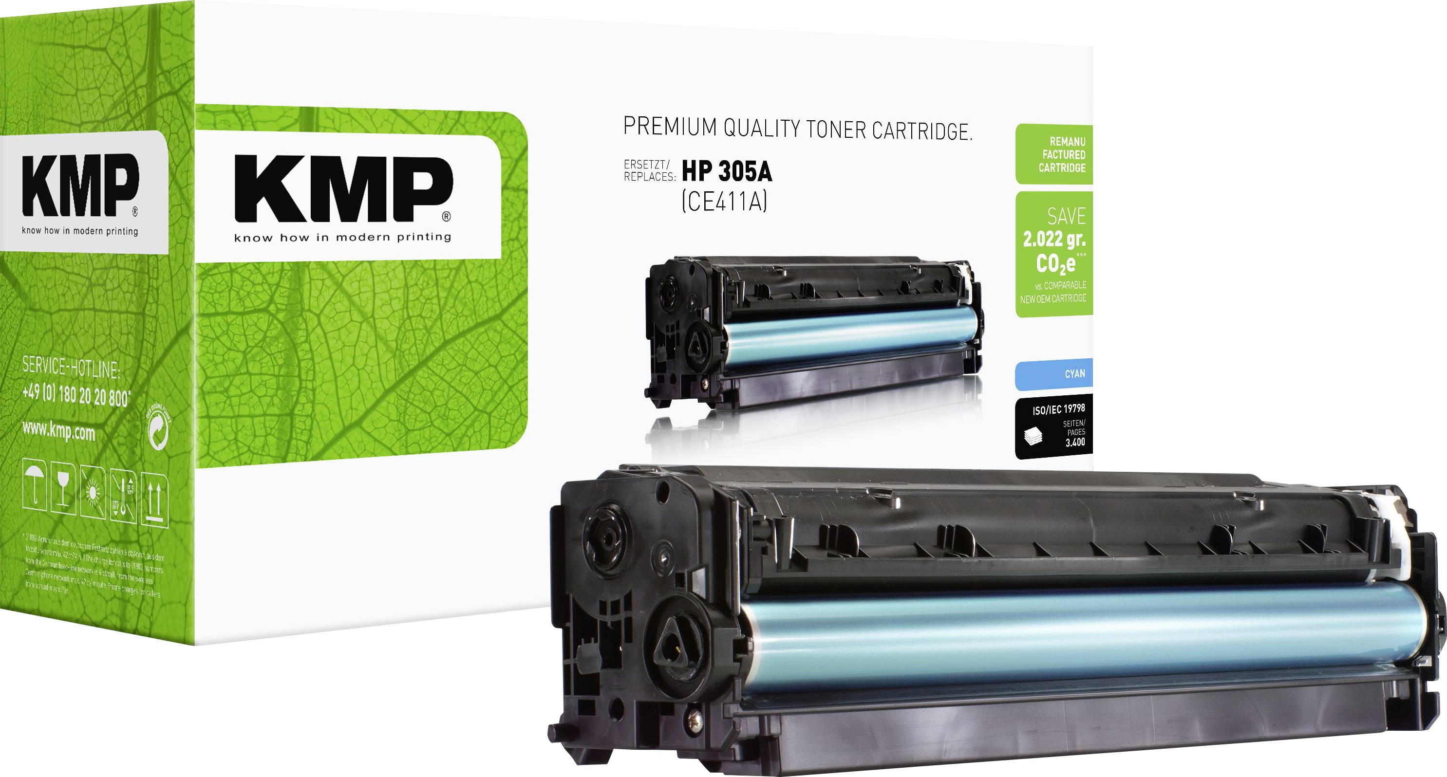 KMP Toner sostituisce HP 305A, CE411A Compatibile Ciano 3400 pagine H-T158 1233,0003