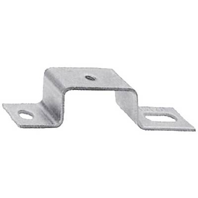 Angolo metallico con profilo a L, con due fori a ciascuna estremità per il fissaggio. Utilizzato per il montaggio e la stabilizzazione di strutture.