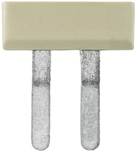 Un dispositivo di sicurezza piatto bipolare con involucro rettangolare in plastica beige e due contatti metallici.