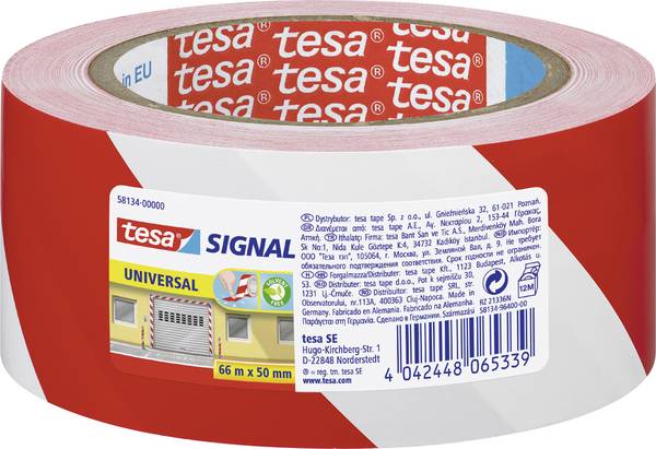 tesa UNIVERSAL 58134-00000-00 Nastro adesivo per segnalazioni tesa® SIGNAL Rosso, Bianco (L x L) 66 m x 50 mm 1 pz.