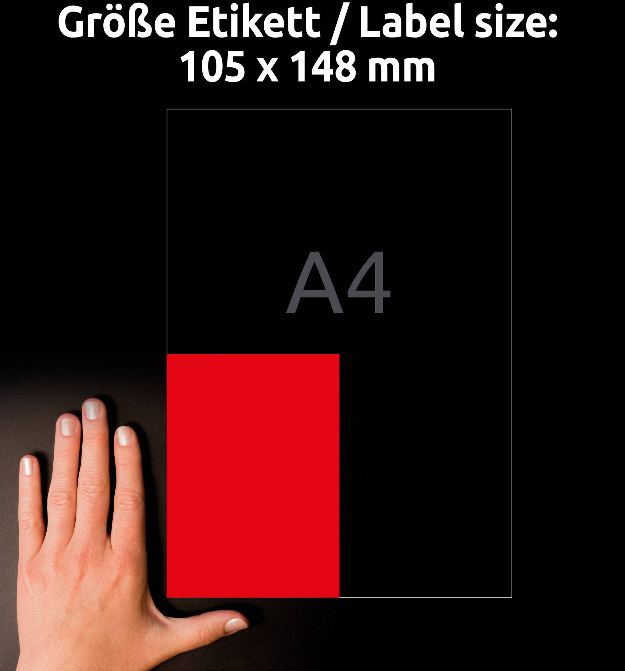 Avery-Zweckform 3456 Etichetta universale 105 x 48 mm Carta Rosso 400 pz. A tenuta permanente Stampante a getto d'inchio-8