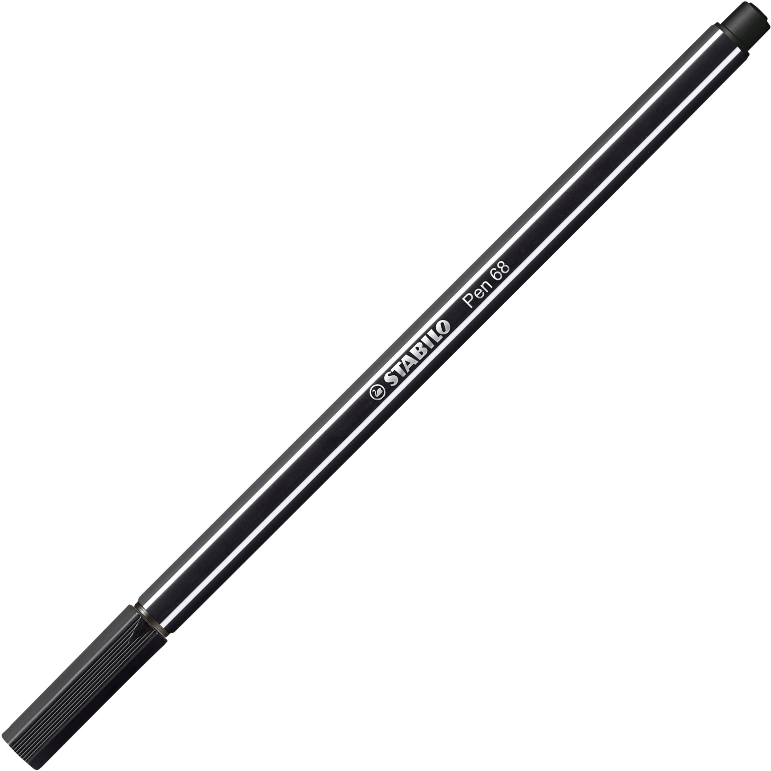 Una penna fineliner nera Stabilo con la scritta 'Pen 68'. Ideale per scrivere e disegnare con precisione.