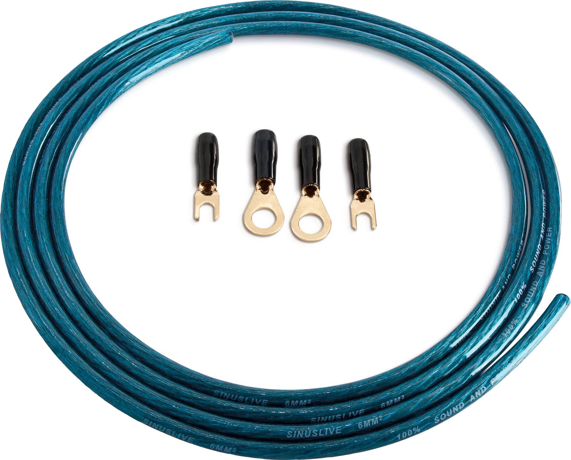 Sinuslive Kit cavo corrente HiFi per auto 6 mm² placcato oro