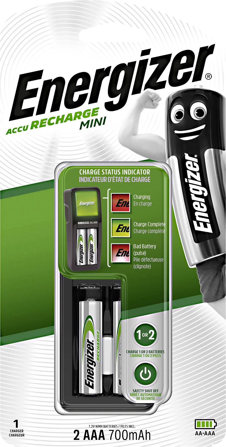 Energizer Mini Charger CH2PC4 Caricabatterie universale NiMH Ministilo (AAA), Stilo (AA)-1