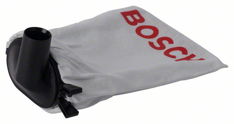 Un sacchetto per la polvere grigio con un attacco nero e la scritta rossa 'BOSCH', da utilizzare con un aspirapolvere.