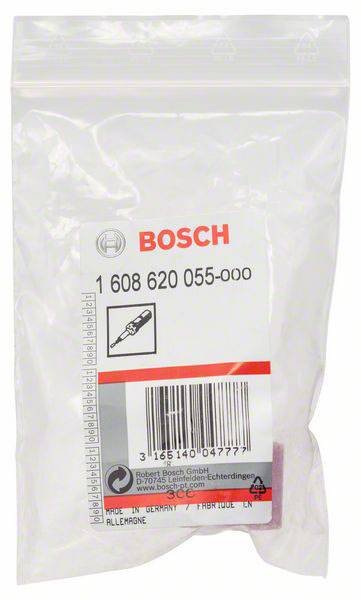 Sacchetto di plastica con logo Bosch, contiene un trapano, codice articolo 1 608 620 055-000, codice a barre sottostante.