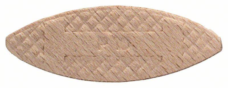 Elemento di giunzione in legno ovale con superficie dentellata, utilizzato per connessioni lignee precise.