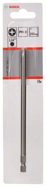Bit per avvitatore Bosch PH 3 in confezione, dimensione 1/4, lunghezza 152 mm.