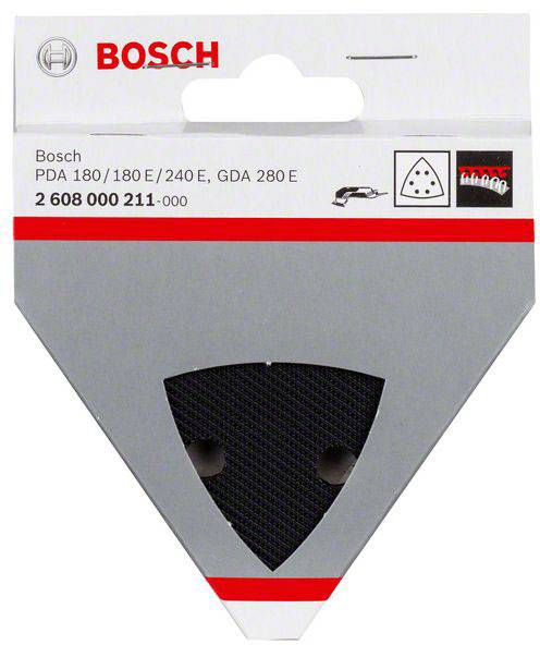 Packaging di una pagina abrasiva Bosch per PDA 180/180 E/240 E, GDA 280 E. Forma triangolare, carta abrasiva in blister.
