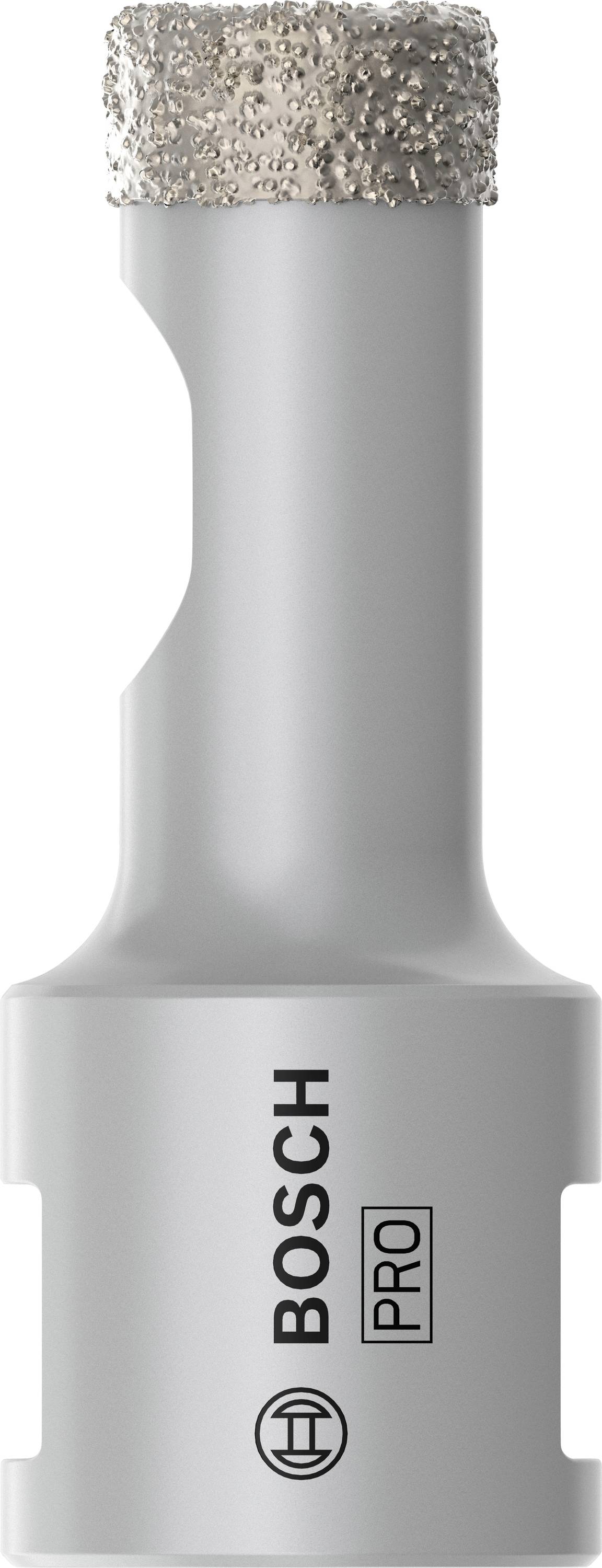 Trapano grigio con la scritta 'BOSCH PRO', adatto ad applicazioni professionali, con testa robusta rivestita in diamante.