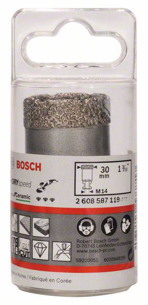 Punta per trapano Bosch, 'Dry Speed', M14, diametro 30 mm, adatta per ceramica, in confezione trasparente di plastica.