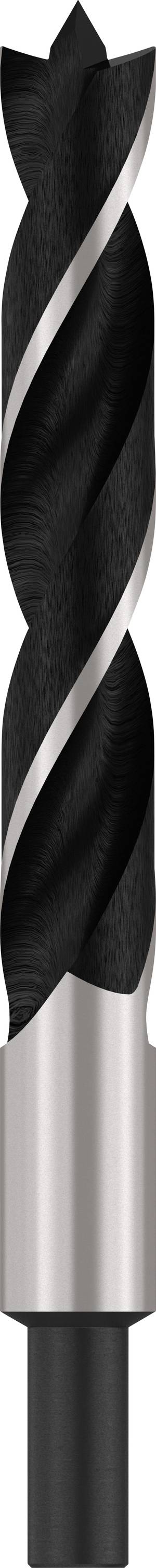 Un trapano nero con design a spirale e impugnatura argentata, adatto per forature precise in diversi materiali.