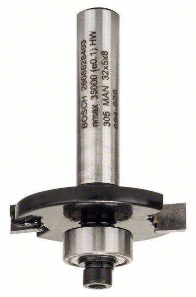 Fresa con gambo cilindrico e testa di taglio, idonea per la lavorazione del legno, contrassegnata con specifiche tecniche.