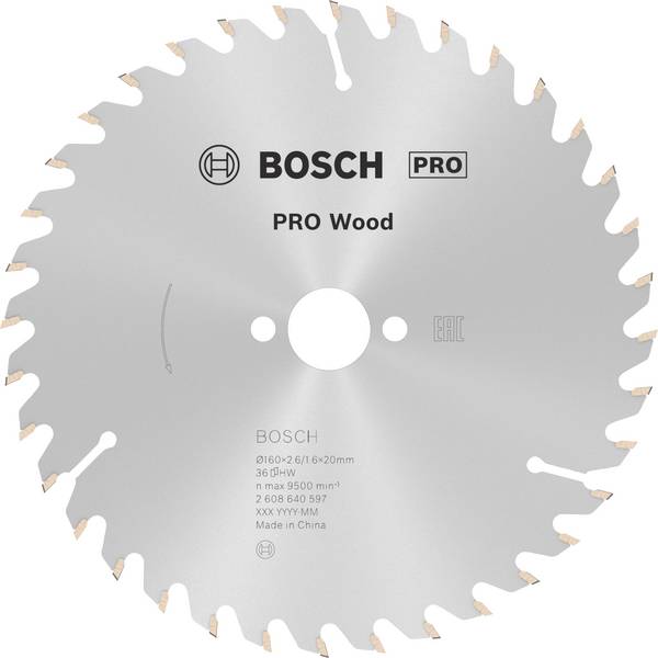 Bosch Accessories Optiline 2608640597 Lama circolare in metallo duro 160 x 20 x 2.6 mm Numero di denti: 36 1 pz.