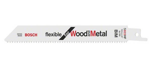 Bosch, lama per sega frontale S 922 HF, flessibile per legno e metallo, kit 5 pezzi 2608656016