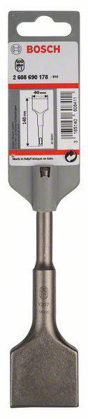 Scalpello piatto Bosch con attacco SDS max, lunghezza dell'asta 400 mm, larghezza dello scalpello 40 mm, piattaforma per lavori in calcestruzzo, imballato.