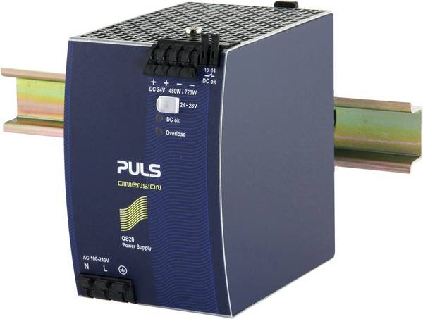 PULS  DIMENSION QS20.241  Alimentatore per guida DIN    24 V/DC  20 A  480 W  Num. uscite:1 x    Contenuto 1 pz.