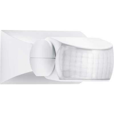 Un sensore di movimento bianco montato su una parete, che rileva i movimenti circostanti ed è comunemente utilizzato per la sorveglianza di sicurezza.