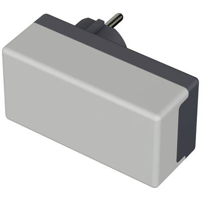 Un adattatore rettangolare a due colori che può essere inserito in una presa elettrica.
