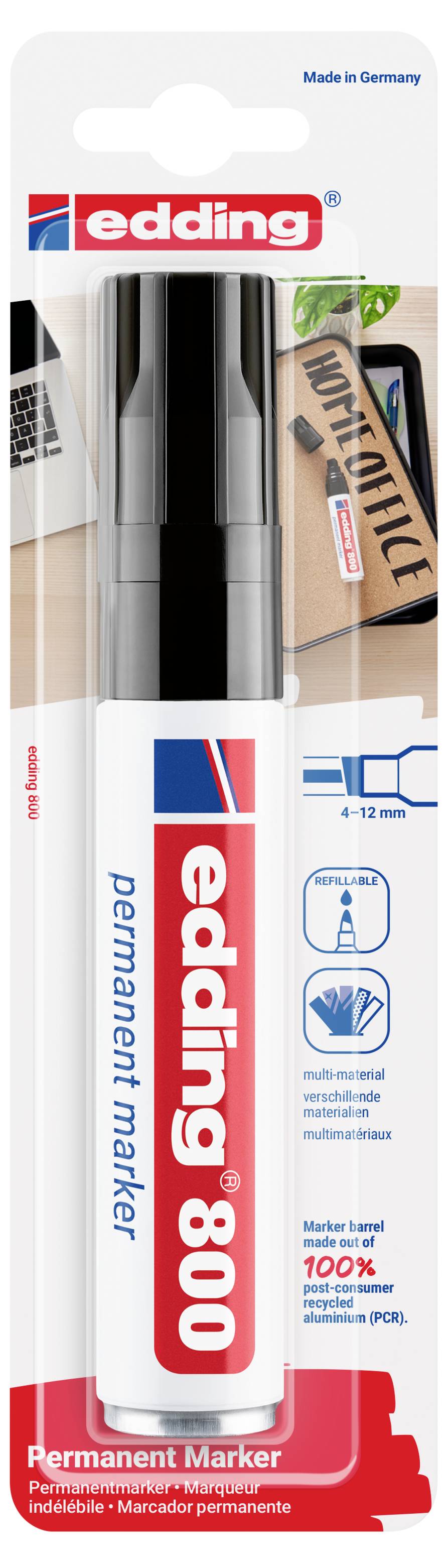 Edding Permanentmarker 4-800-1-1001 Marcatore indelebile Nero resistente all'acqua: Sì-1