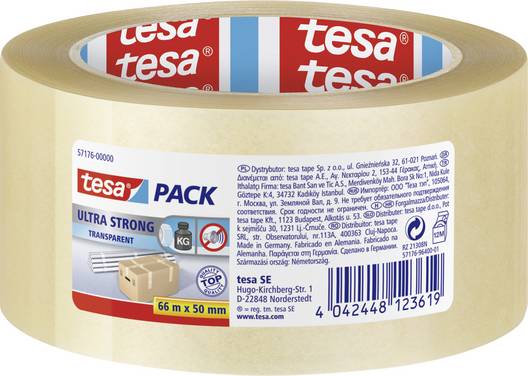 tesa ULTRA STRONG 57176-00000-08 Nastro da imballo tesapack® Trasparente (L x L) 66 m x 50 mm 1 pz.