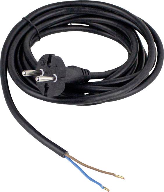 Cavo di rete nero con spina europea e terminali aperti per scopi di connessione. Adatto per apparecchiature elettriche e impianti.