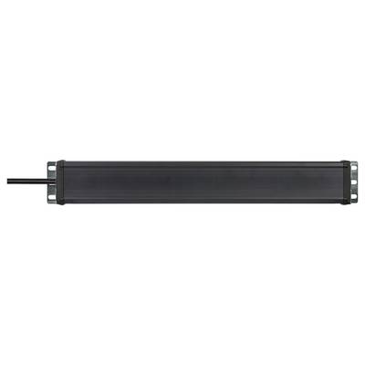 Attrezzature nere rettangolari da montaggio su rack con staffe laterali e pannello di visualizzazione frontale, mostrate su sfondo bianco.