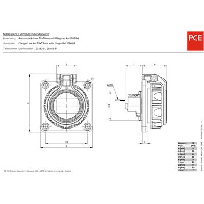 PCE - Presa Da Pannello Ip68 Blu PCE - Presa Da Pannello Ip68 Blu
