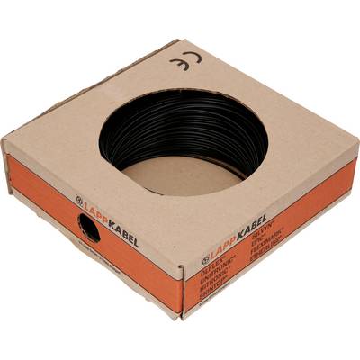 Scatola con cavo nero del marchio LAPPKABEL, idoneo per applicazioni elettroniche. La scatola è aperta per l'estrazione del cavo.