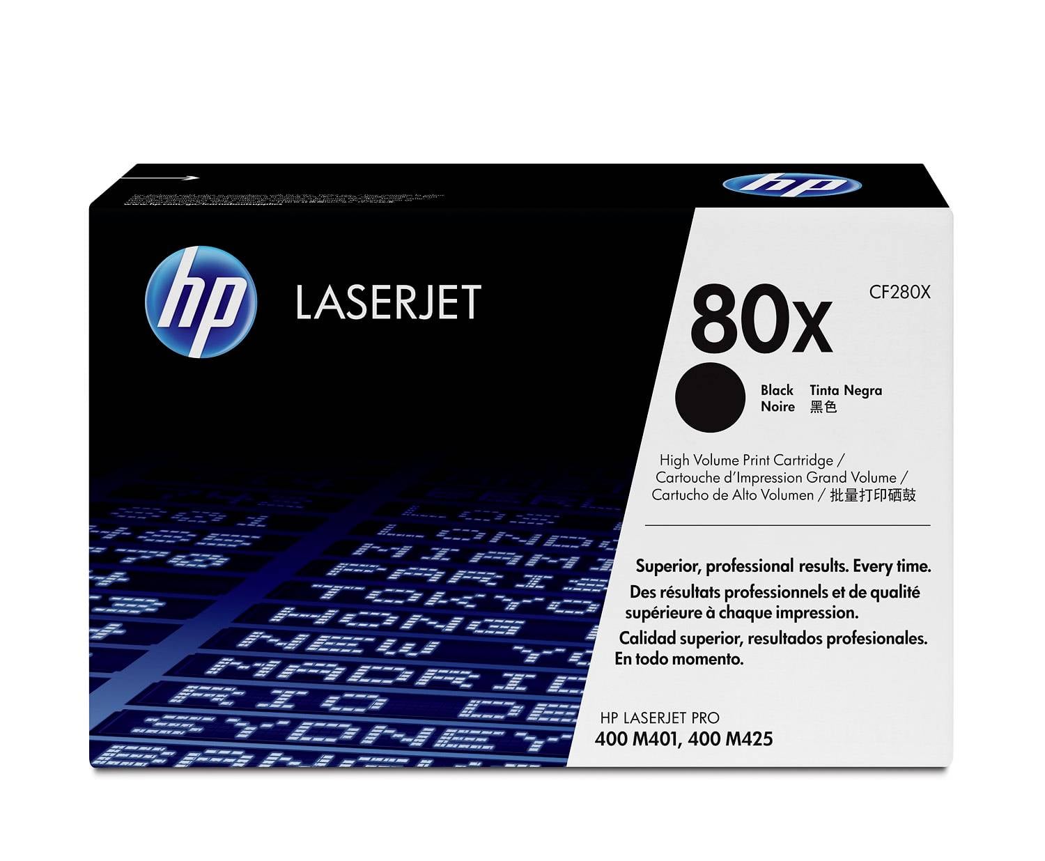 Cartuccia toner nero HP LaserJet 80X, scatola modello CF280X, per stampanti HP LaserJet Pro 400 M401 e M425.