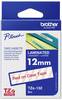 Brother TZe-132 Cassetta nastro Plastica Colore Nastro: Trasparente Colore carattere: Rosso 12 mm 8 m