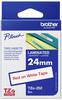 Brother TZe-252 Cassetta nastro PET Colore Nastro: Bianco Colore carattere: Rosso 24 mm 8 m