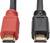 Due cavi HDMI, uno con connettore rosso e uno con connettore nero. Entrambi hanno contatti dorati per connessioni video e audio digitali.