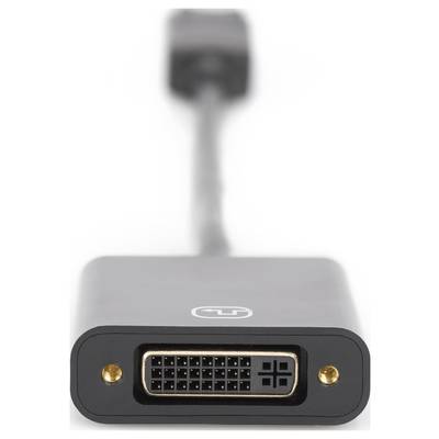 Un adattatore nero con un ingresso DVI sul davanti e un breve cavo sul retro. L'adattatore ha contatti dorati.